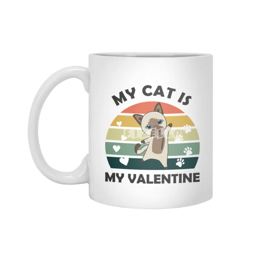 My Cat Is My Valentine Cats Vintage Siamese Cat Beyaz Kupa