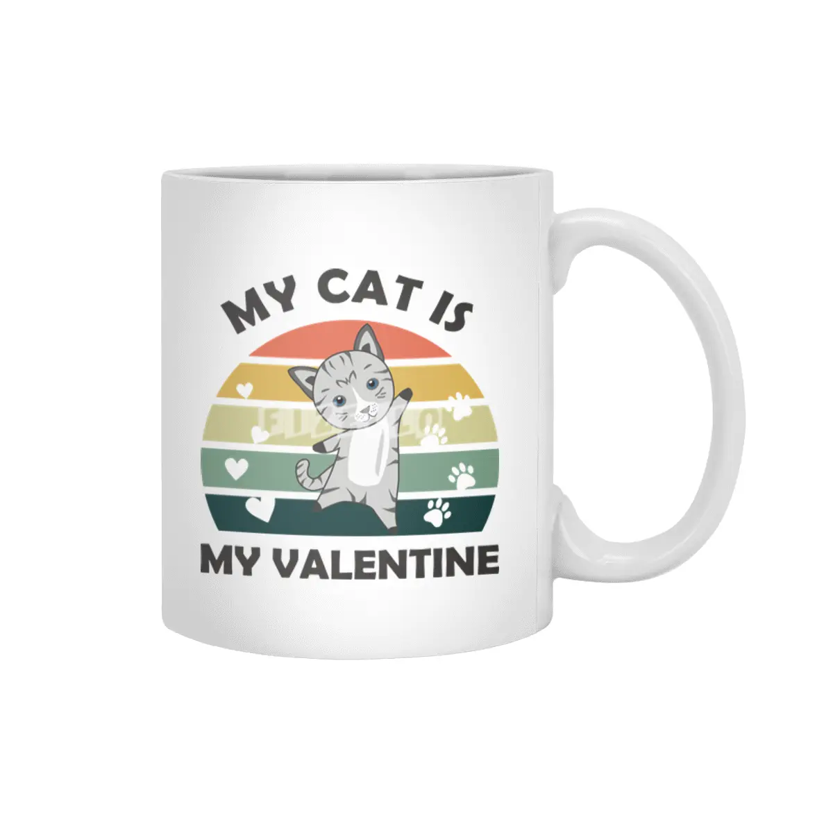 My Cat Is My Valentine Cute Cat Heart Vintage Beyaz Kupa