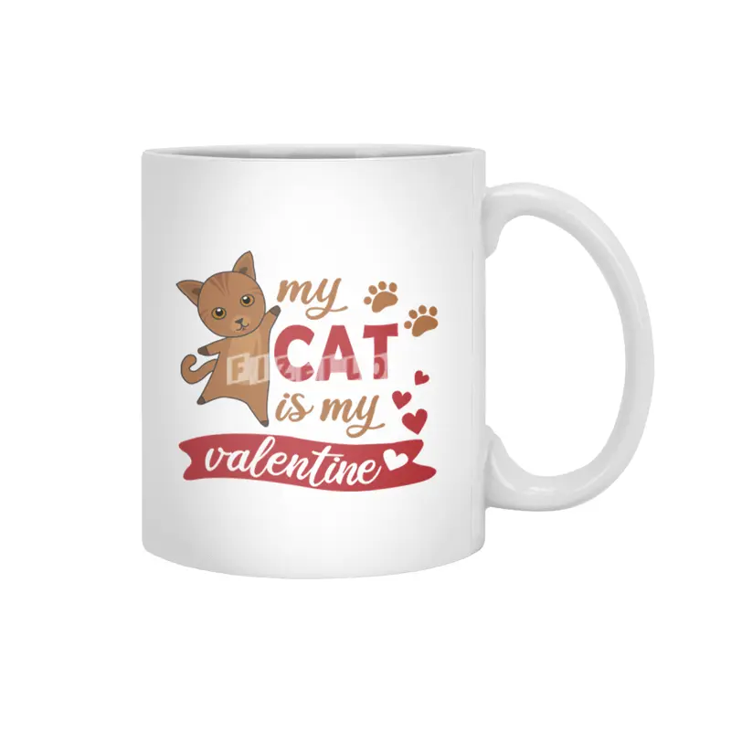 My Cat Is My Valentine Cute Cat Mom Brown Beyaz Kupa