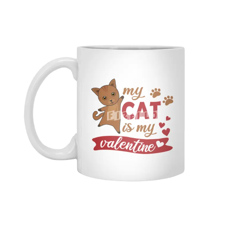 My Cat Is My Valentine Cute Cat Mom Brown Beyaz Kupa