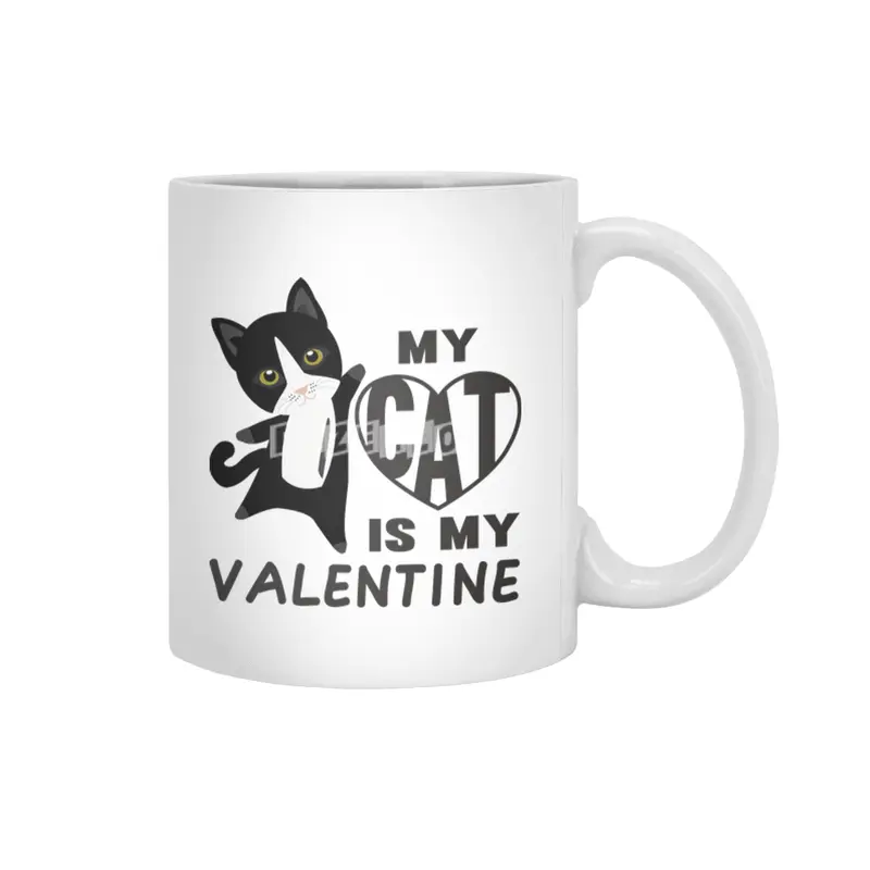 My Cat Is My Valentine Cute Cats For Women Heart Beyaz Kupa