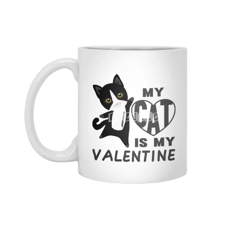 My Cat Is My Valentine Cute Cats For Women Heart Beyaz Kupa