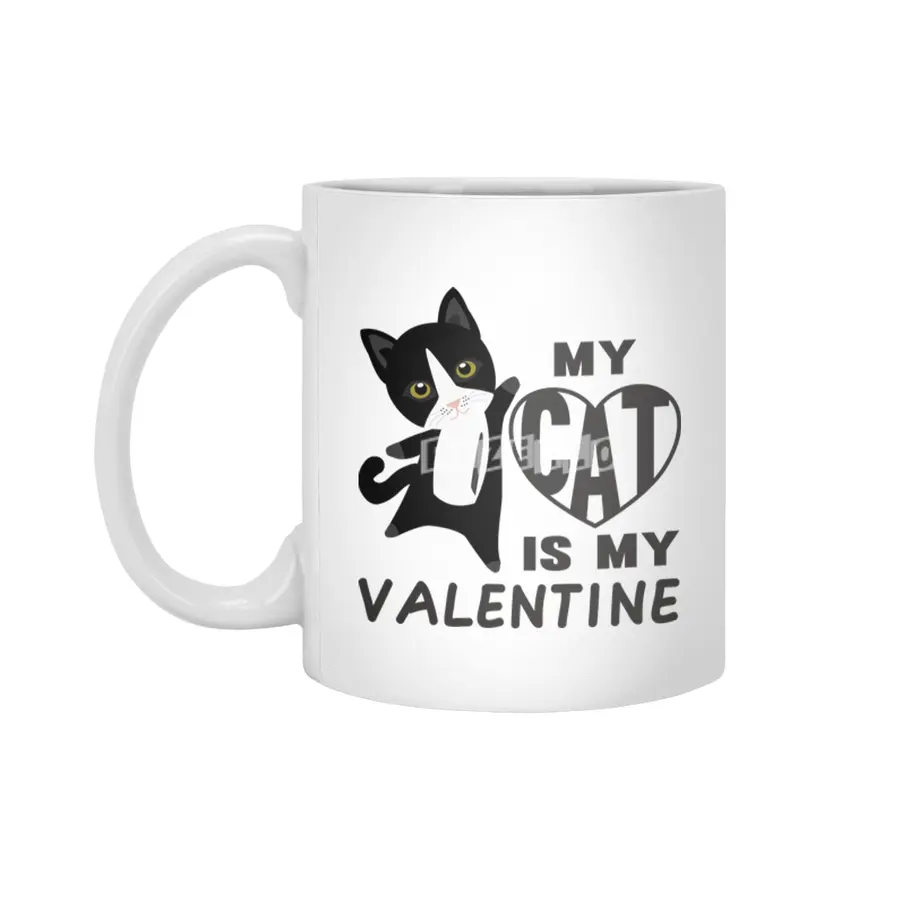 My Cat Is My Valentine Cute Cats For Women Heart Beyaz Kupa