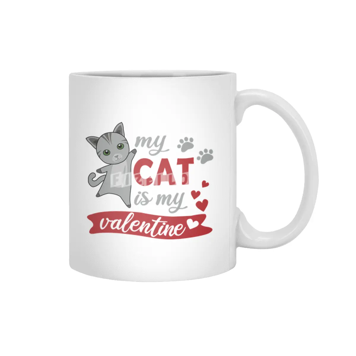 My Cat Is My Valentine Cute Cats Heart Beyaz Kupa