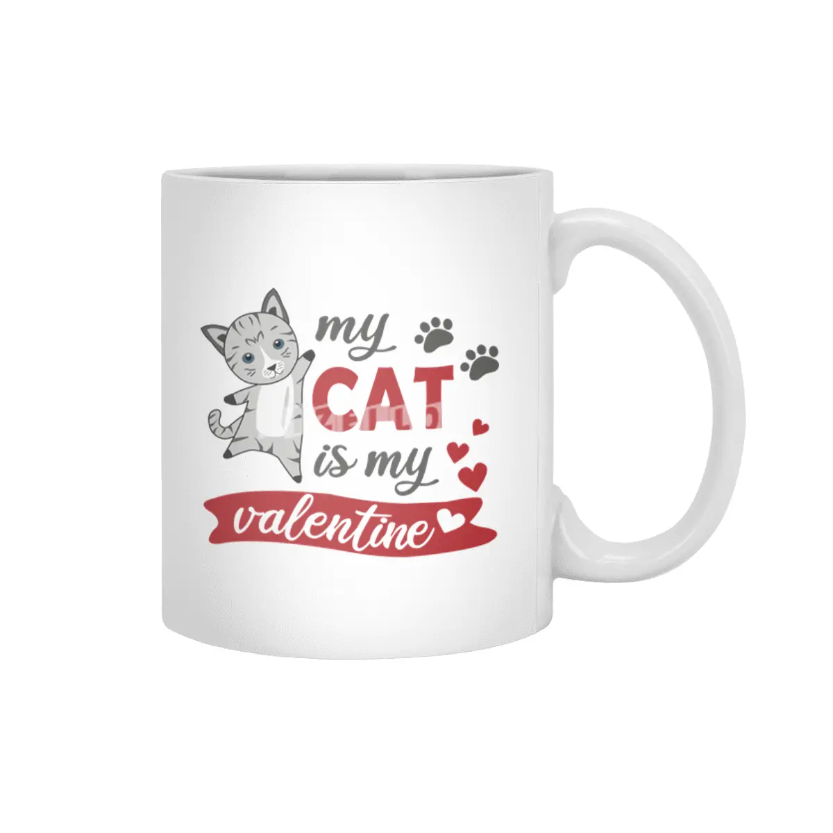 My Cat Is My Valentine Cute Cats Heart Gray Red Beyaz Kupa