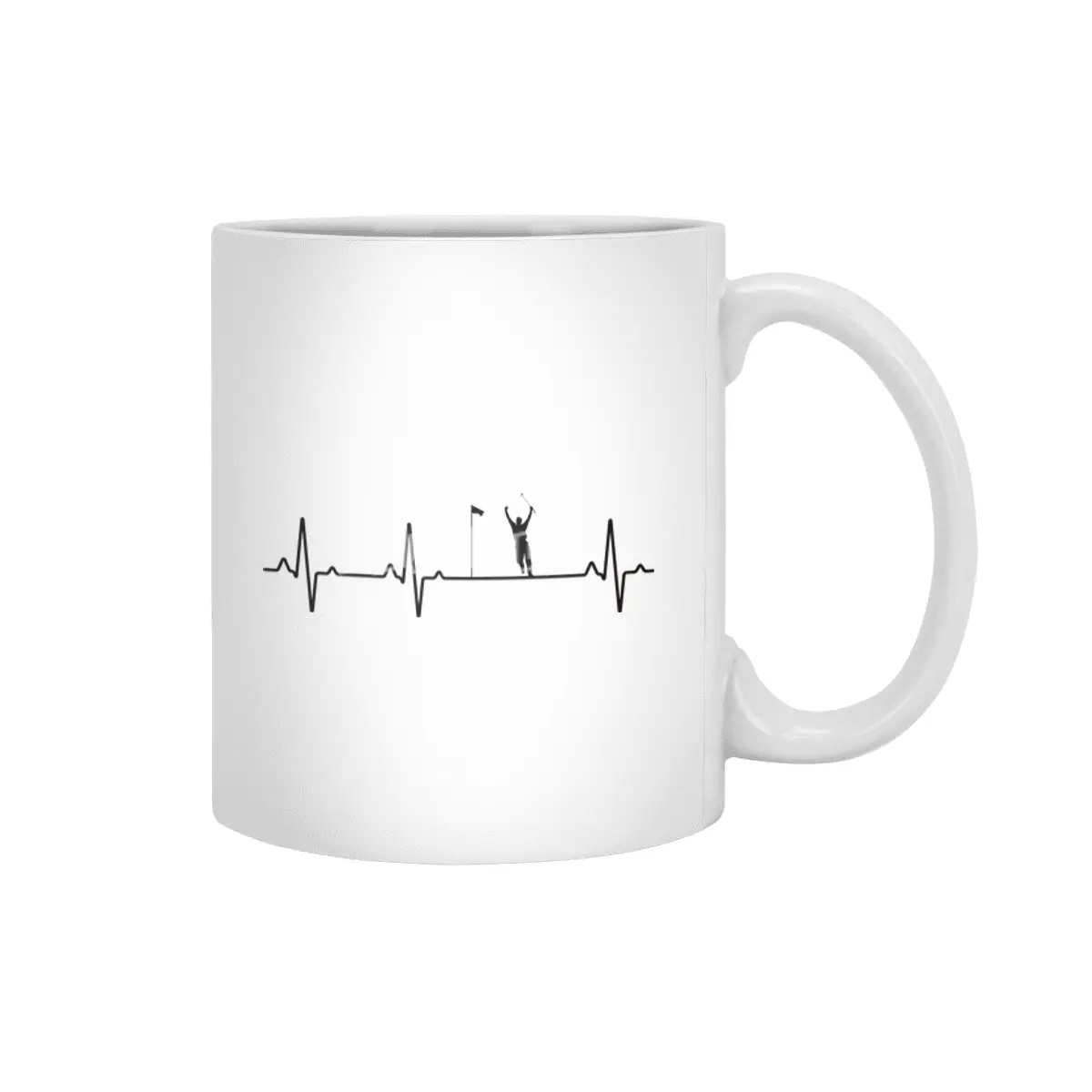 EKG Heartbeat Golf Golfer Design Beyaz Kupa