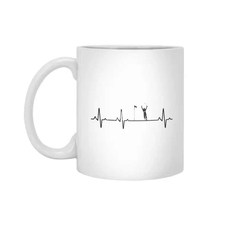 EKG Heartbeat Golf Golfer Design Beyaz Kupa