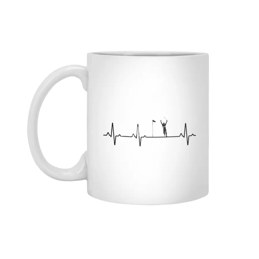 EKG Heartbeat Golf Golfer Design Beyaz Kupa