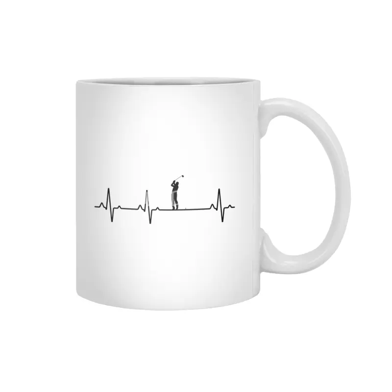 Heartbeat I EKG I Golf I Golfer I Ball I Gift Beyaz Kupa