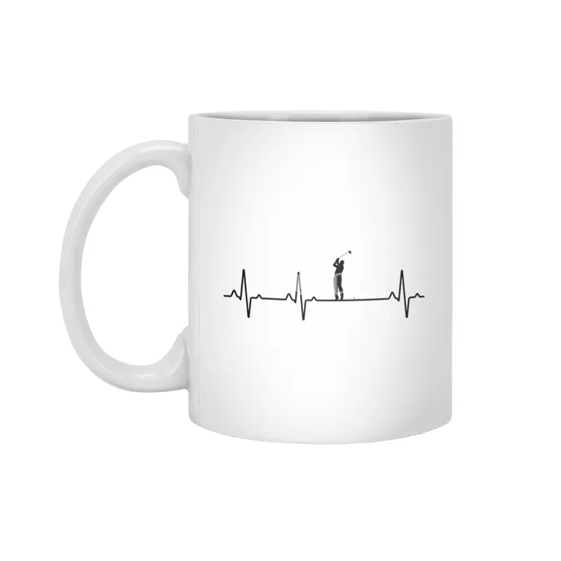 Heartbeat I EKG I Golf I Golfer I Ball I Gift Beyaz Kupa