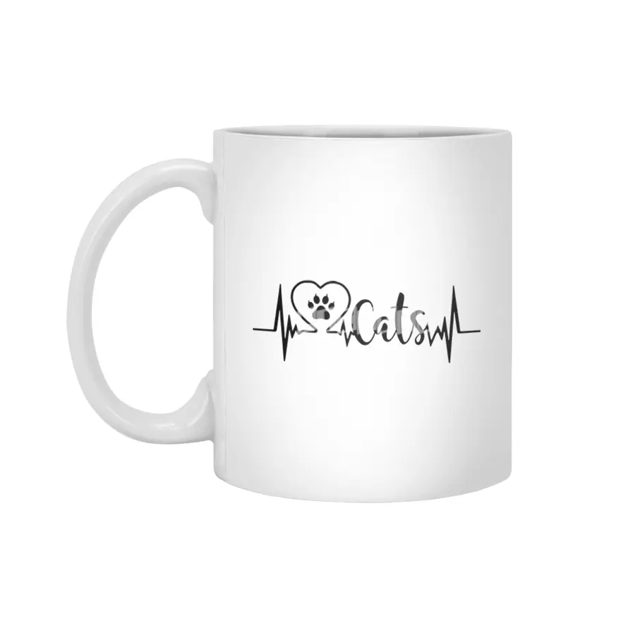 CAT LOVER GIFTS CATS HEARTBEAT Beyaz Kupa