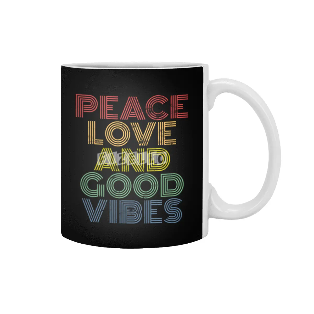 Peace Love And Good Vibes distressed Beyaz Kupa