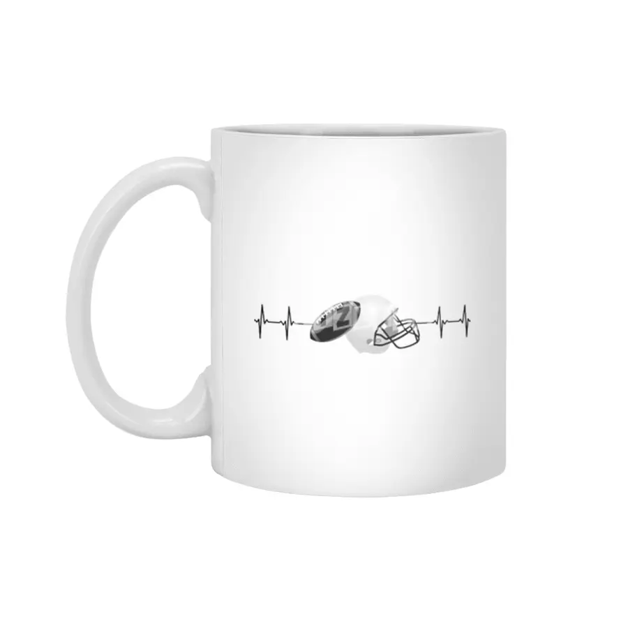 Rugby heartbeat design for players, coach and sports lovers boys, girls, teens, young, men and women Beyaz Kupa