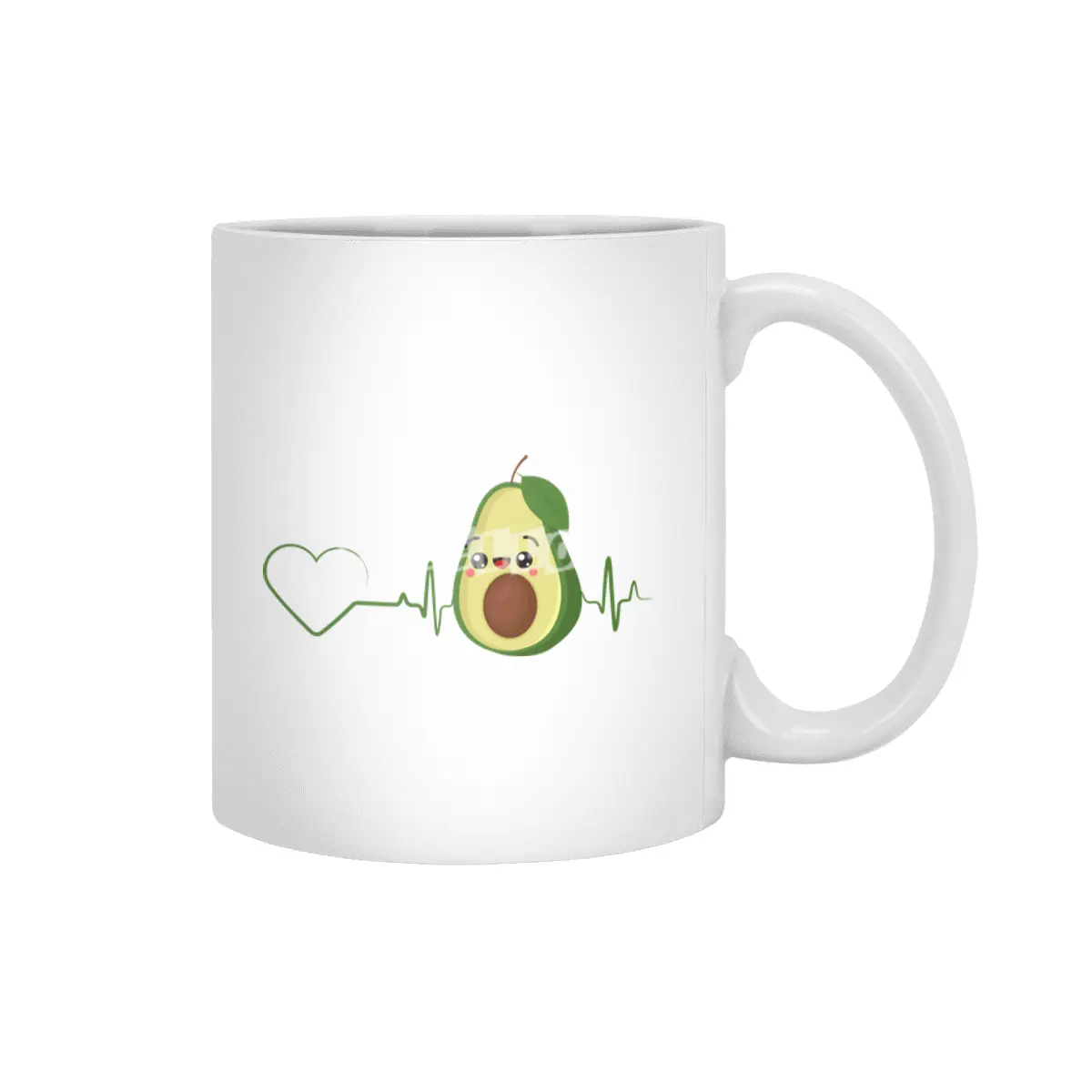 Avocado Heartbeat Avocado Vegan Men Women Design Beyaz Kupa