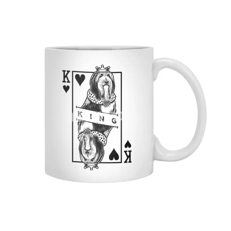 Bearded Collie King Of Hearts Beardie Dog Lover Pop Art Beyaz Kupa