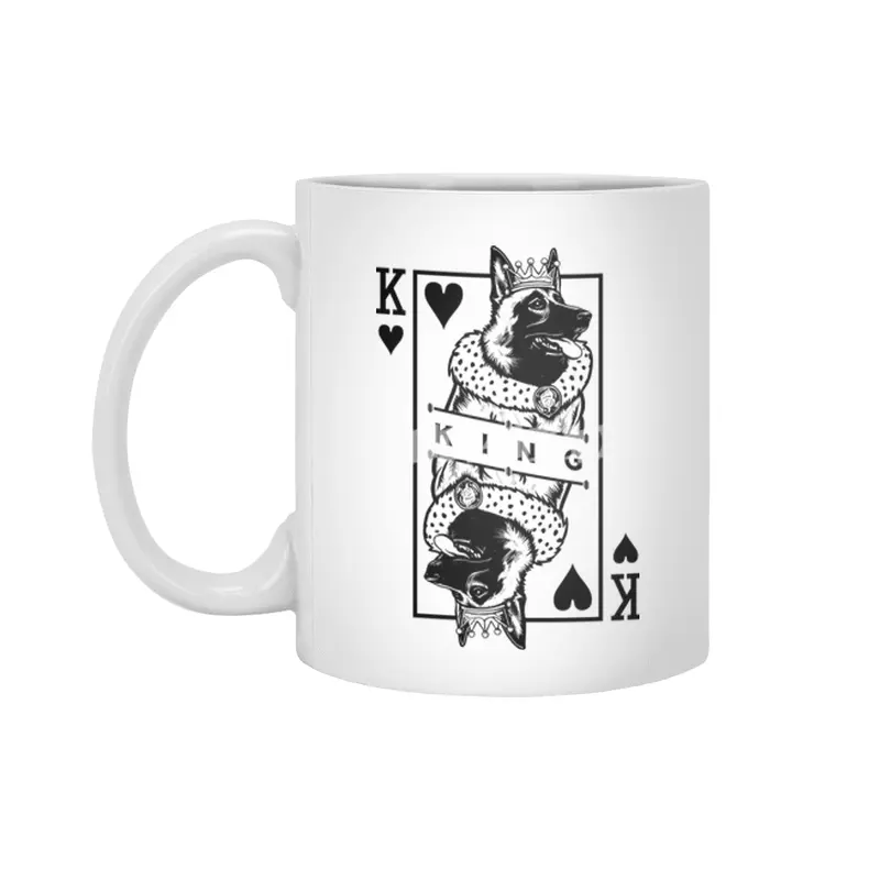 Belgian Malinois King Of Hearts Dog Playing Card Pop Art Beyaz Kupa