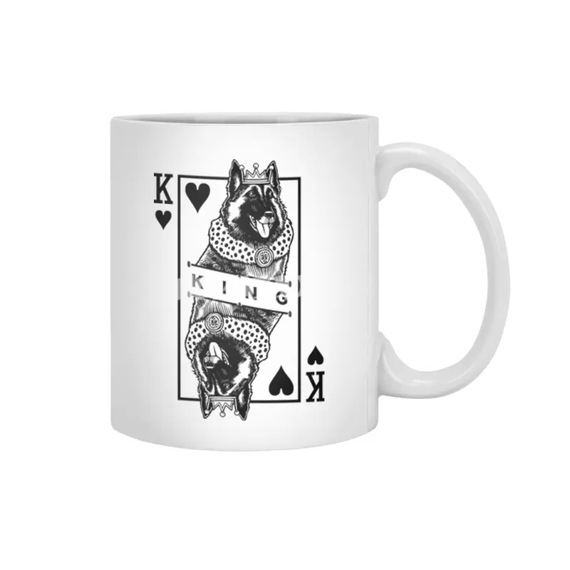 Belgian&nbsp;Tervuren Shepherd King Of Hearts Funny Dog Pop Art Beyaz Kupa