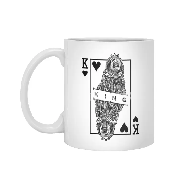 Bergamasco Sheepdog King Of Hearts Funny Dog Lover Pop Art Beyaz Kupa