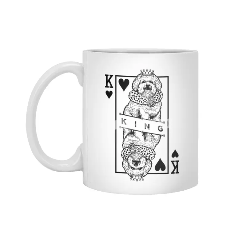 Bichon Frise King Of Hearts Funny Dog Lover Pop Art Beyaz Kupa