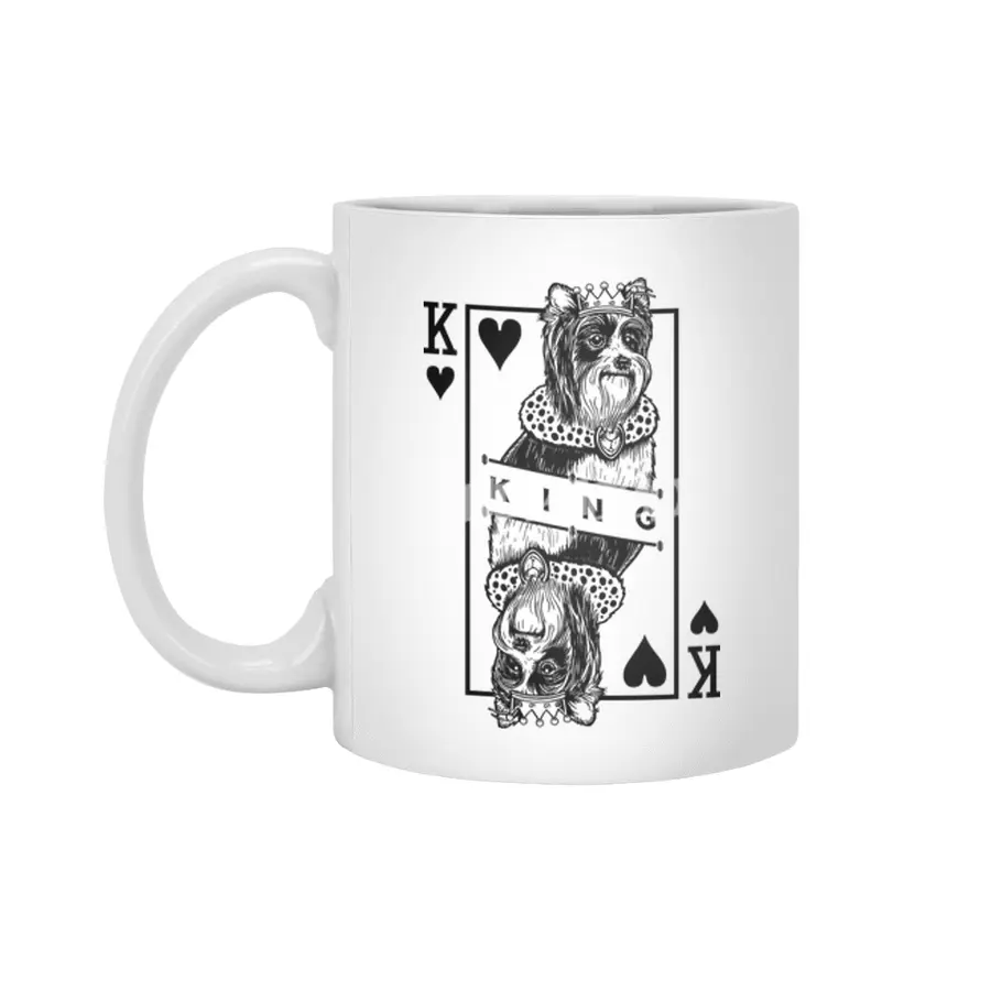 Biewer Terrier King Of Hearts Funny Dog Lover Pop Art Beyaz Kupa