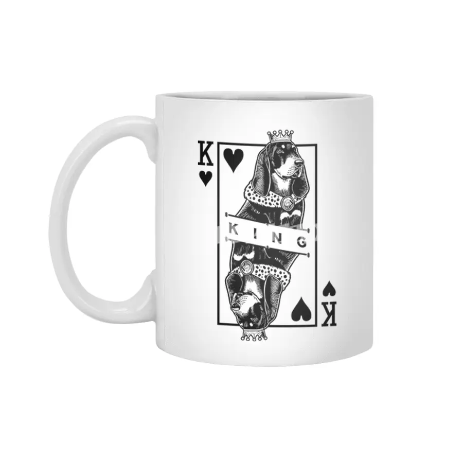 Black and Tan Coonhound King Of Hearts Dog Lover Pop Art Beyaz Kupa