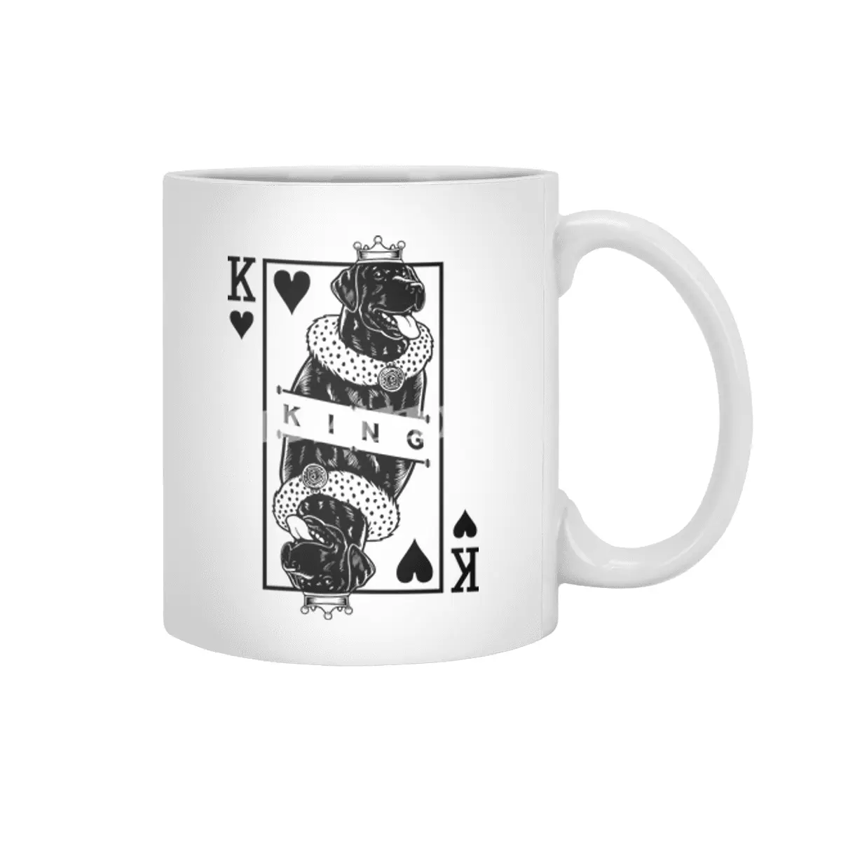 Black Labrador Retriever King Of Hearts Funny Dog Pop Art Beyaz Kupa