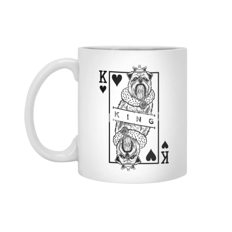Brussels Griffon King Of Hearts Funny Dog Griff Pop Art Beyaz Kupa