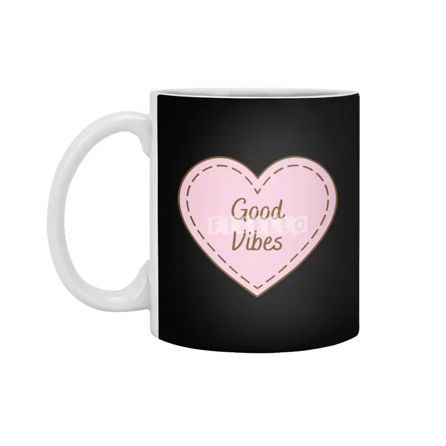I Love Good Vibes Simple Heart Design Beyaz Kupa