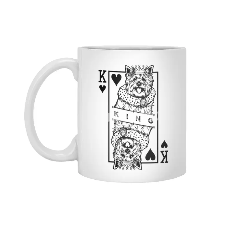 Cairn Terrier King Of Hearts Funny Dog Lover Card Pop Art Beyaz Kupa