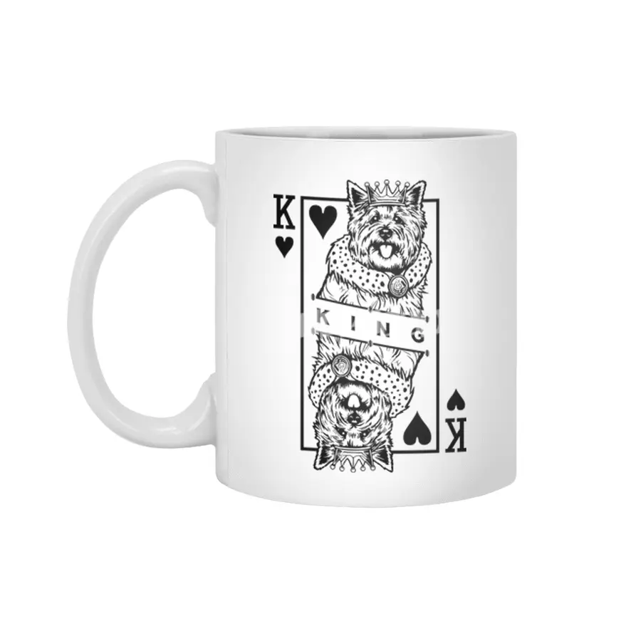 Cairn Terrier King Of Hearts Funny Dog Lover Card Pop Art Beyaz Kupa