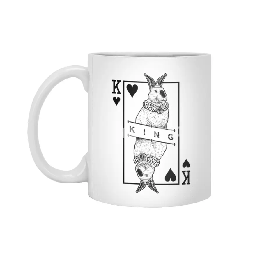Californian Bunny Rabbit King Of Hearts Funny Pet Pop Art Beyaz Kupa