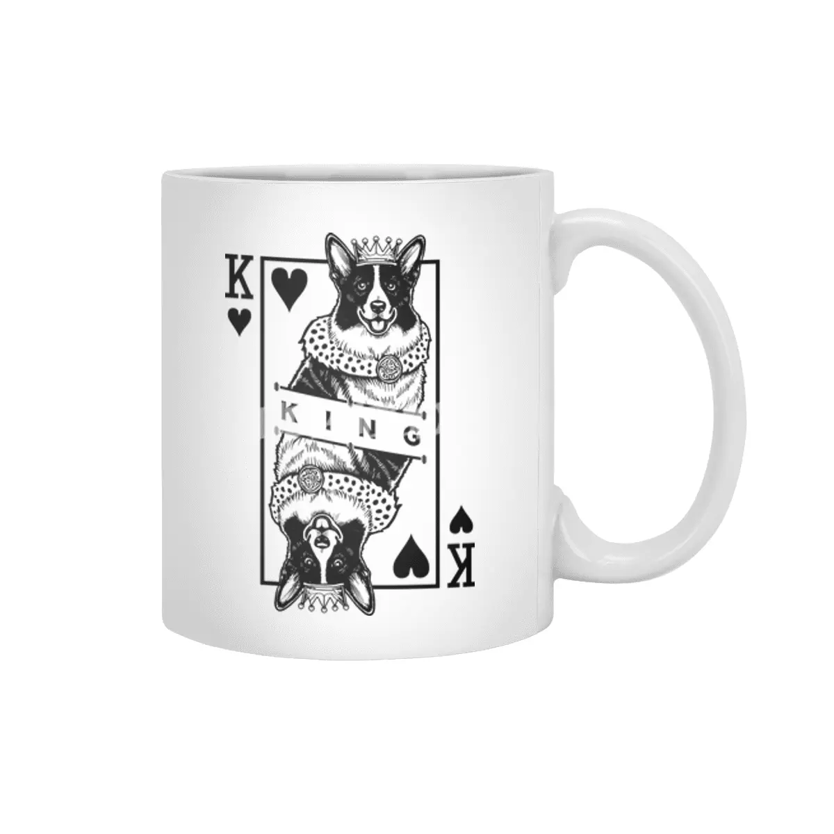 Cardigan Welsh Corgi King Of Hearts Funny Dog Lover Pop Art Beyaz Kupa