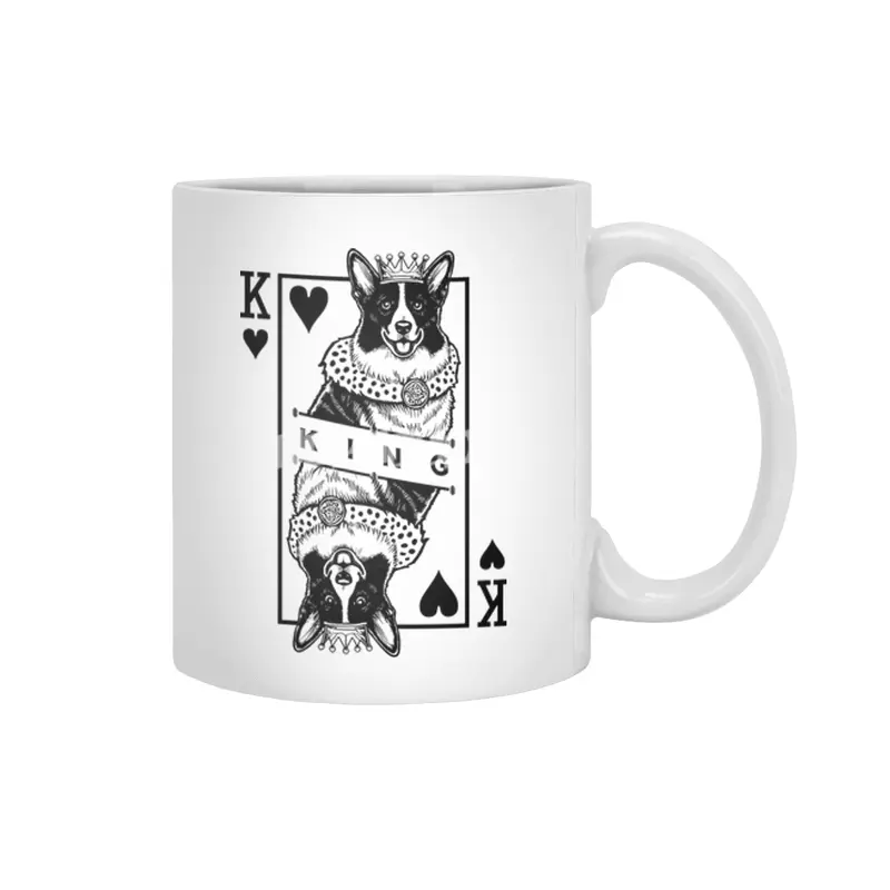 Cardigan Welsh Corgi King Of Hearts Funny Dog Lover Pop Art Beyaz Kupa