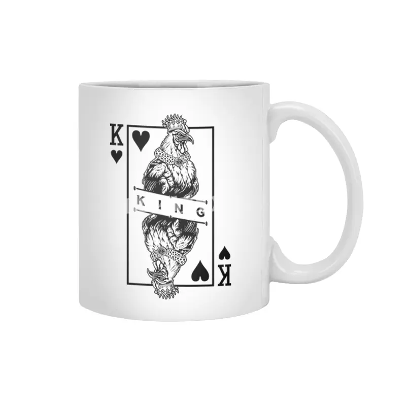Chicken Lover Rooster King Of Hearts Farm Poultry Pop Art Beyaz Kupa