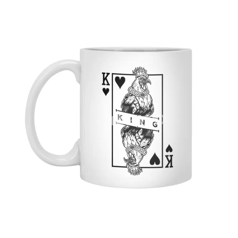 Chicken Lover Rooster King Of Hearts Farm Poultry Pop Art Beyaz Kupa