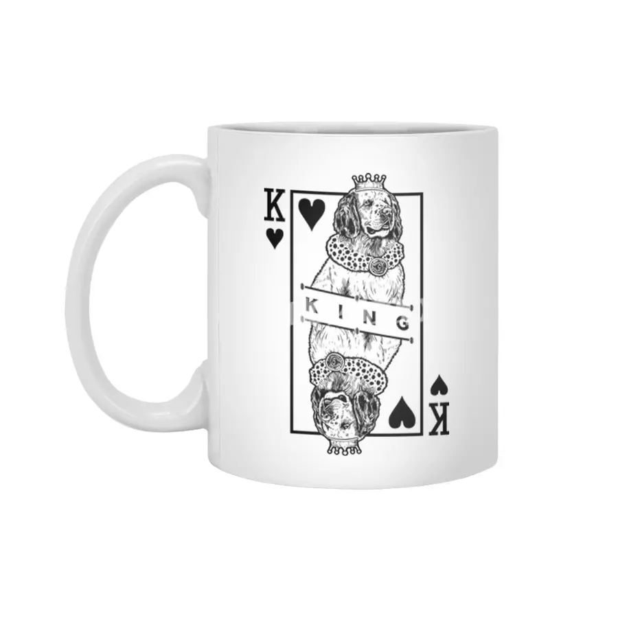 Clumber Spaniel King Of Hearts Funny Dog Lover Pop Art Beyaz Kupa