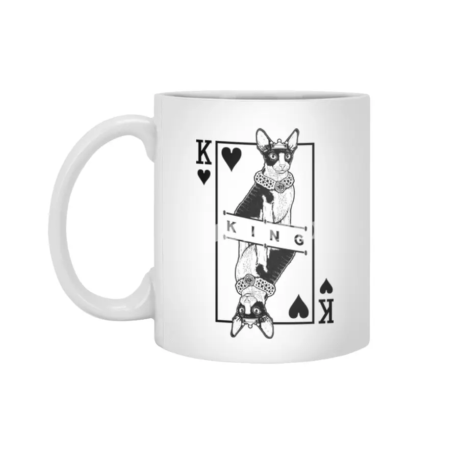 Cornish Rex Cat Lover King Of Hearts Funny Pop Art Beyaz Kupa