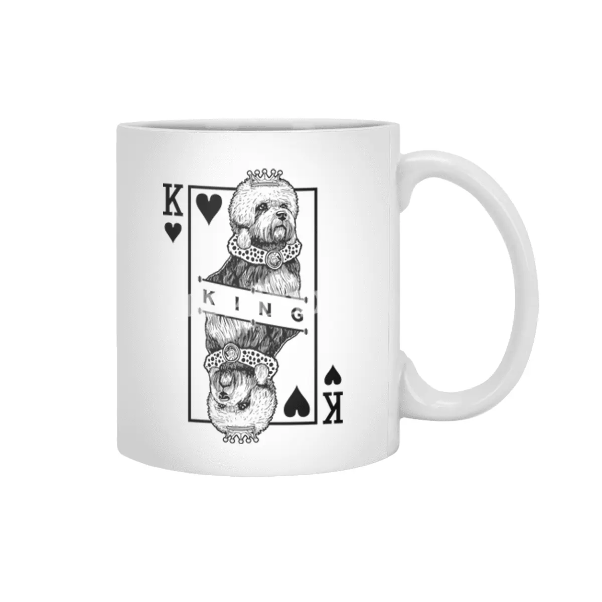 Dandie Dinmont Terrier King Of Hearts Funny Dog Lover Beyaz Kupa