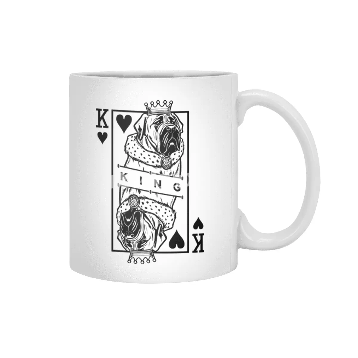 English Mastiff King Of Hearts Dog Playing Card Pop Art Beyaz Kupa