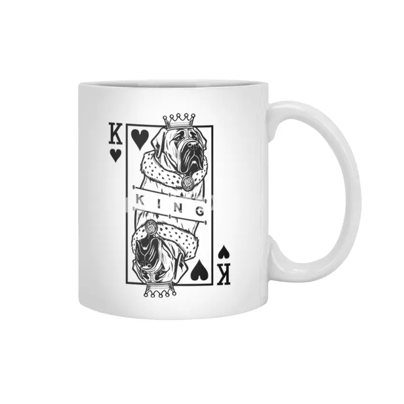English Mastiff King Of Hearts Dog Playing Card Pop Art Beyaz Kupa