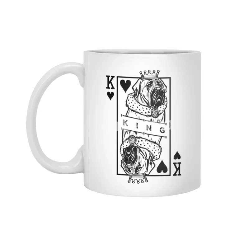English Mastiff King Of Hearts Dog Playing Card Pop Art Beyaz Kupa