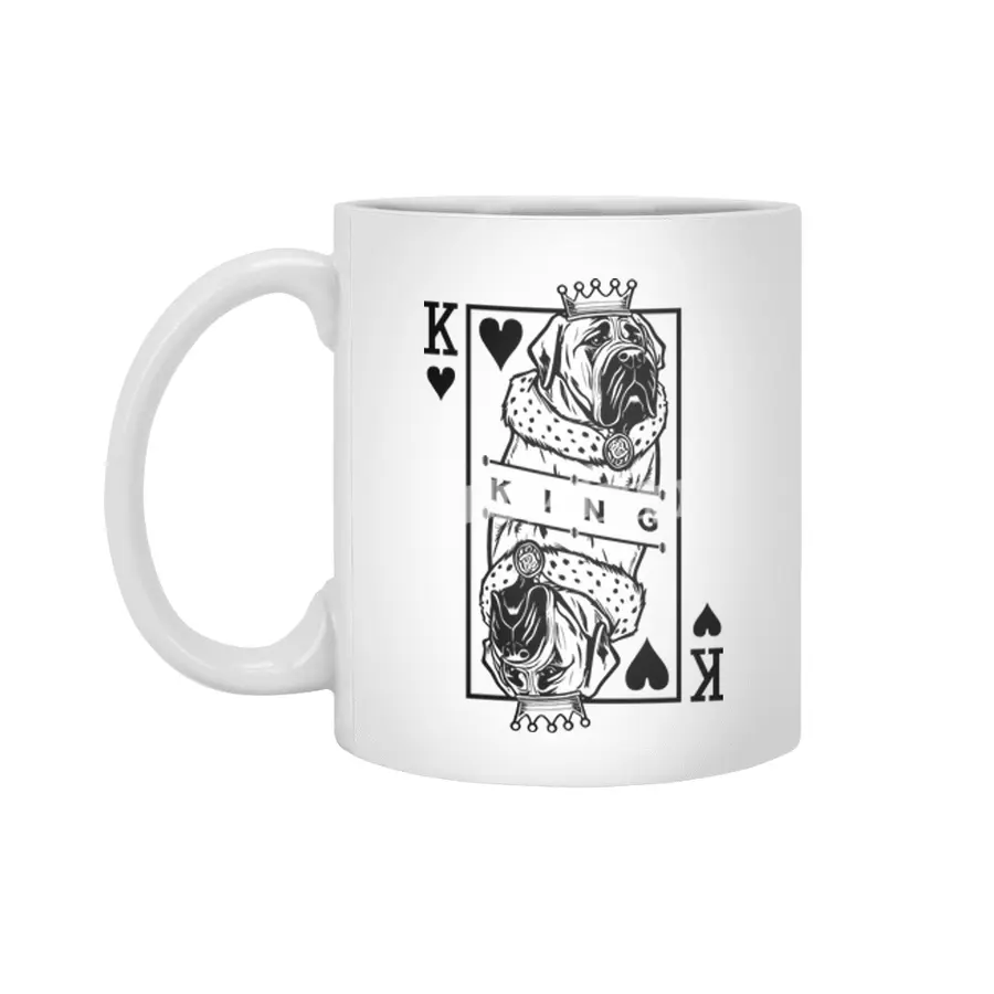 English Mastiff King Of Hearts Dog Playing Card Pop Art Beyaz Kupa