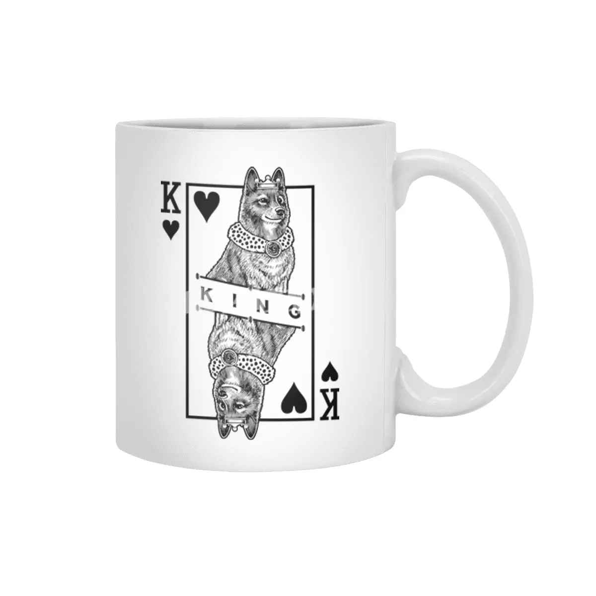 Finnish Spitz King Of Hearts Funny Dog Lover Pop Art Beyaz Kupa