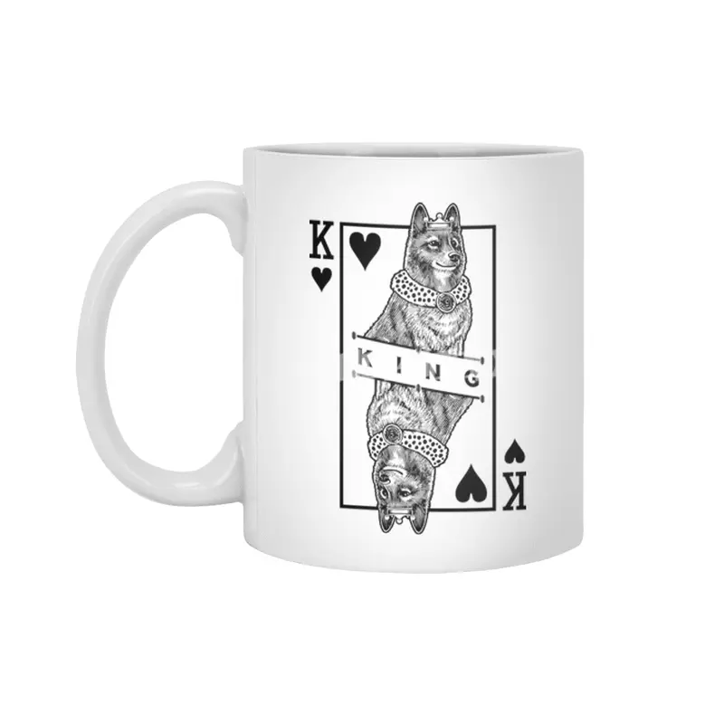 Finnish Spitz King Of Hearts Funny Dog Lover Pop Art Beyaz Kupa