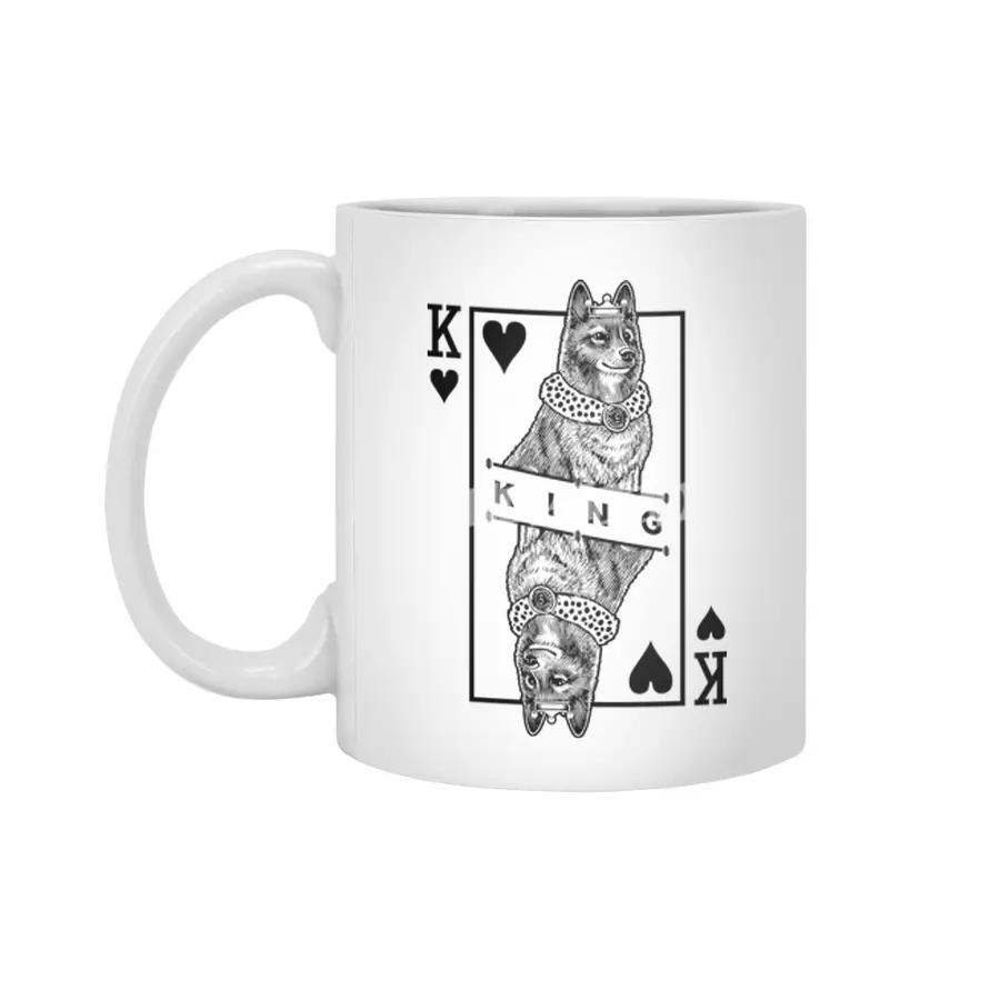 Finnish Spitz King Of Hearts Funny Dog Lover Pop Art Beyaz Kupa