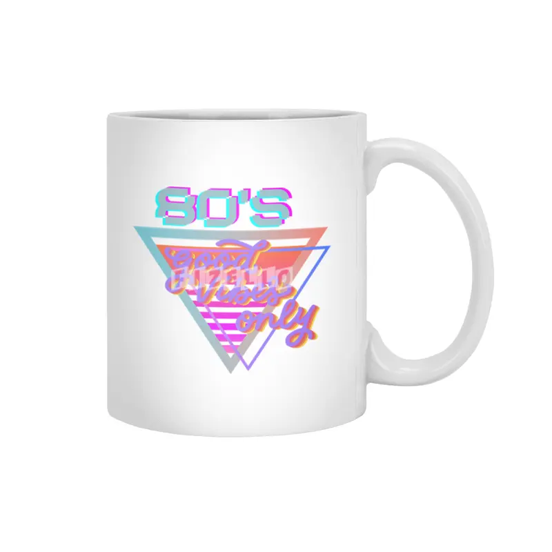 80s Good vibes Vintage Pink and purple stripes triangle Beyaz Kupa