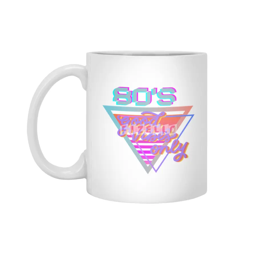 80s Good vibes Vintage Pink and purple stripes triangle Beyaz Kupa