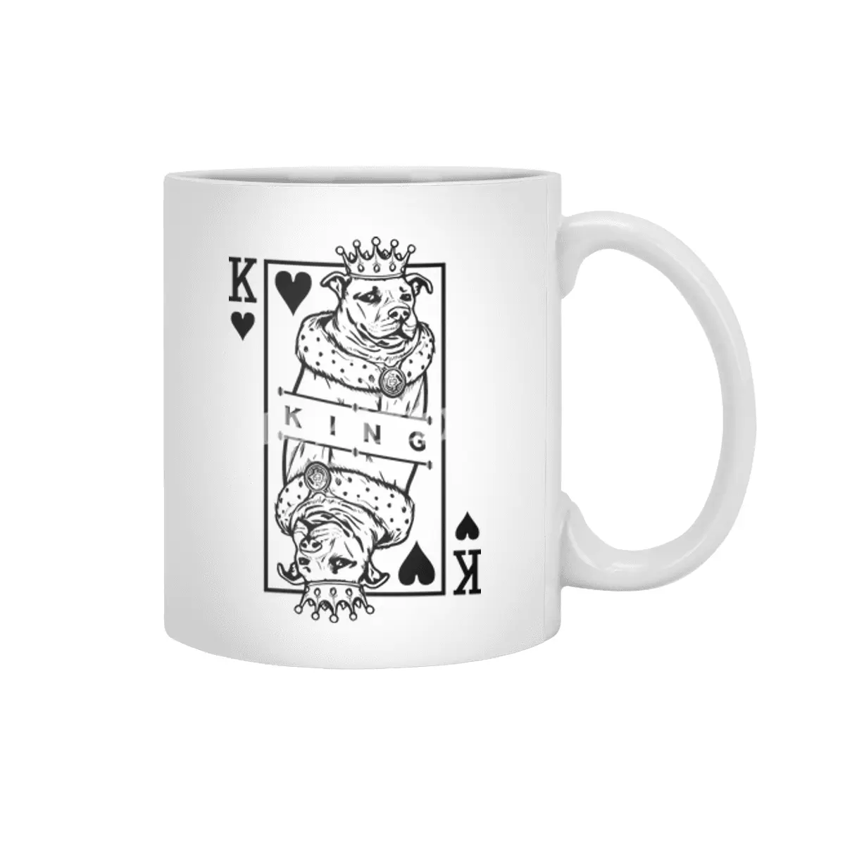 Funny Pitbull King Of Hearts Dog Lover Playing Card Pop Art Beyaz Kupa