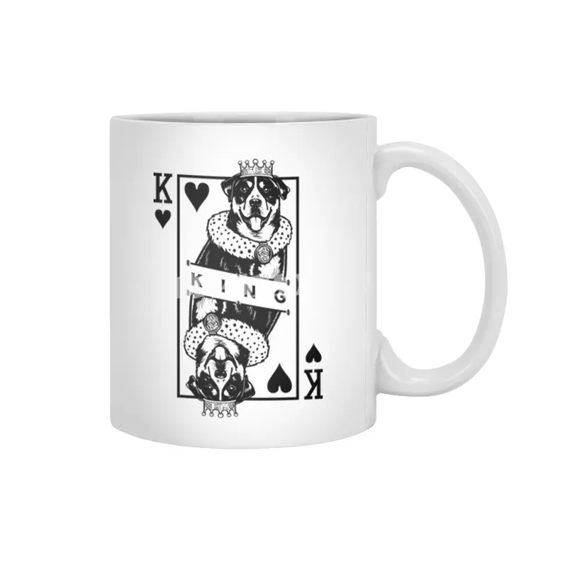 Greater Swiss Mountain Dog King Of Hearts Card Pop Art Beyaz Kupa