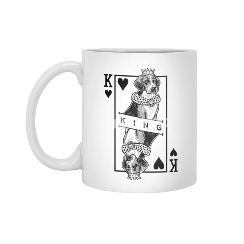 Harrier Beagle King Of Hearts Funny Dog Lover Pop Art Beyaz Kupa